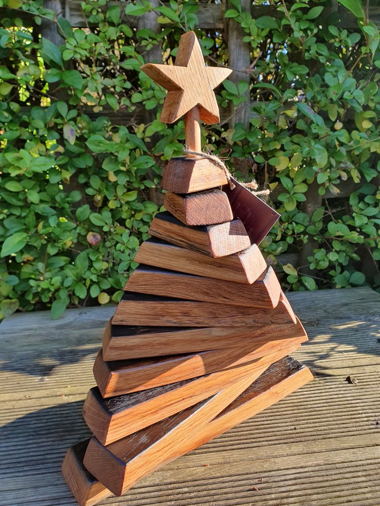 Handcrafted Whiskey Barrel Stave Christmas Tree