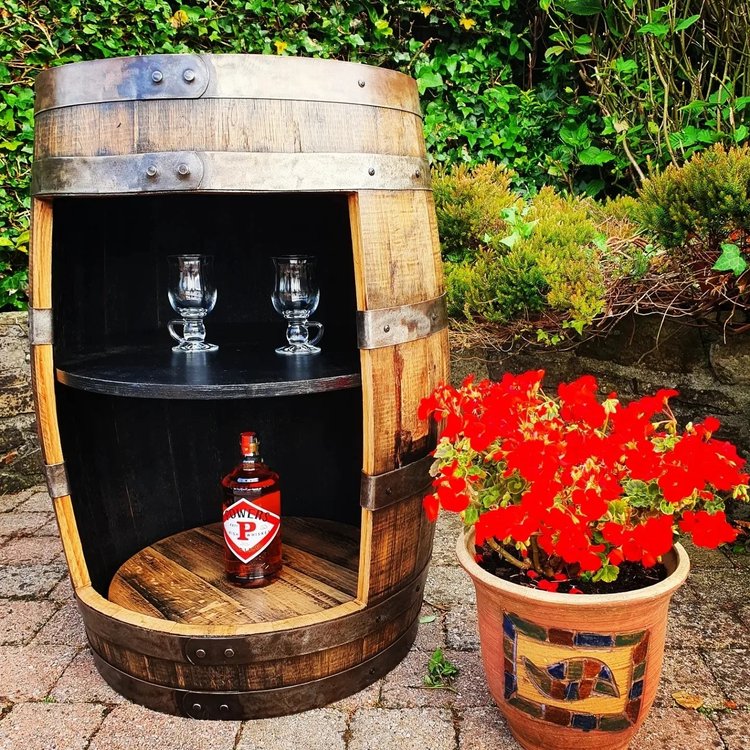 Irish Whiskey Barrel Drinks Cabinet – Handcrafted Oak Statement Piece