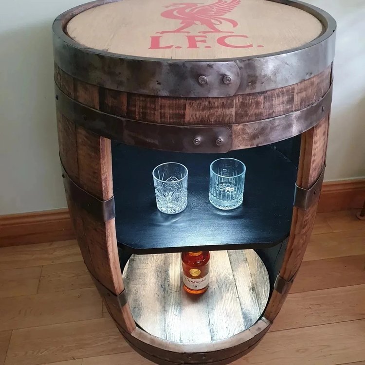 Irish Whiskey Barrel Drinks Cabinet – Handcrafted Oak Statement Piece