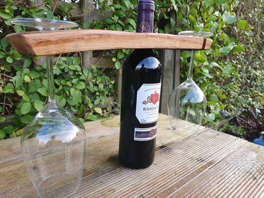 Oak Stave Wine Caddy – Handmade from Reclaimed Whiskey Barrels