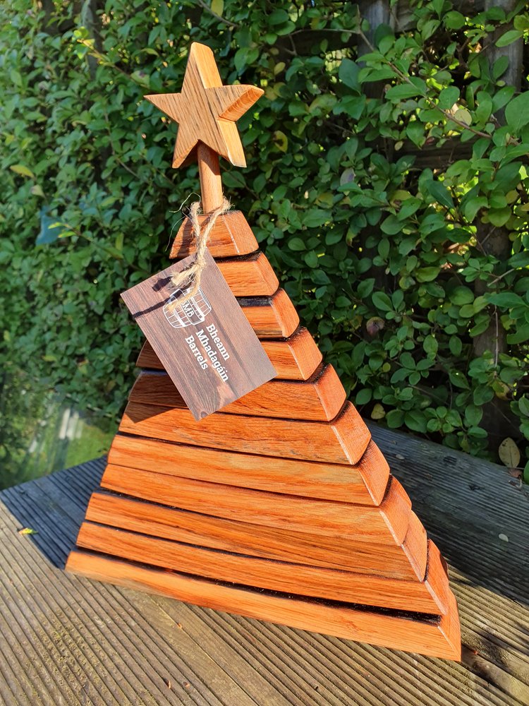 Handcrafted Whiskey Barrel Stave Christmas Tree
