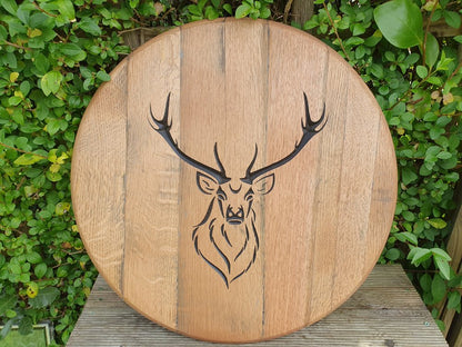 Custom carved Irish Whiskey Barrel Lid – Various designs