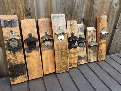 Wall-Mounted Whiskey Stave Bottle Opener