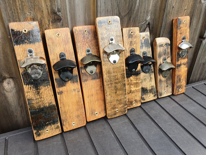 Wall-Mounted Whiskey Stave Bottle Opener
