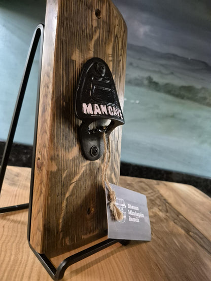 Wall-Mounted Whiskey Stave Bottle Opener - man cave