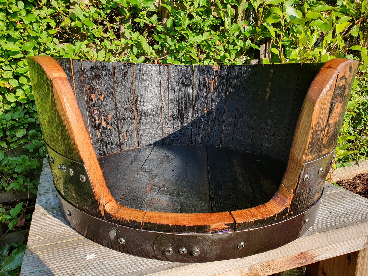 Whiskey Barrel Haven – Luxury Oak Dog Bed