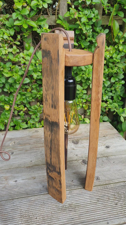 Whiskey Stave Glow – Handcrafted Oak Barrel Lamp